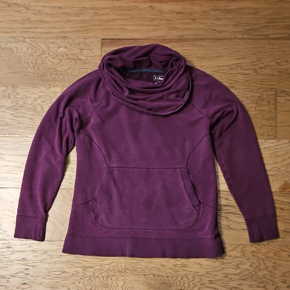 L.L.Bean Bean's Cozy Pullover In Mulberry Heather Size Large Cowlneck Sweatshirt